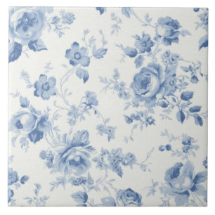 Blau, Porzellan, blaues China, florales Toile, Chi Fliese