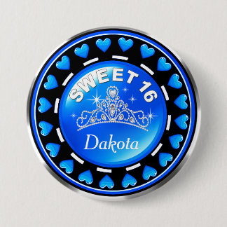 Blau Prinzessin Tiara Love Hearts | des Bonbon-16 Button