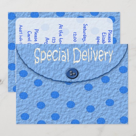 Blau punktiert einladung (Vorne/Hinten)