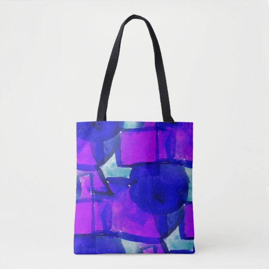 'Blau & Purpur' abstrakt Tasche (Vorderseite)