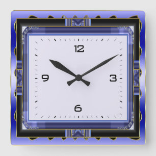 Blau Quadratische Wanduhr