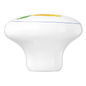 Blau-Rahmen und Limonenwasserfarbe Keramikknauf (Seitenansicht)