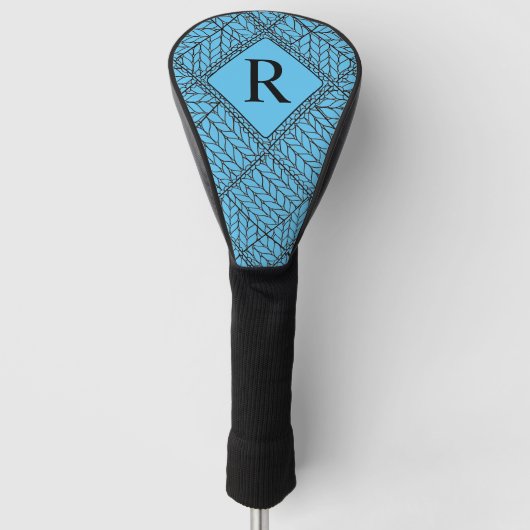 BLAU RAUTE STRICK Golf Driver Cover + Initial Headcover (Vorderseite)