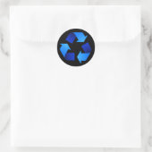 Blau Recycelnd Symbolaufkleber Runder Aufkleber (Tasche)