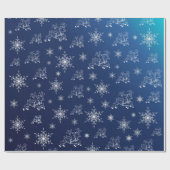 Blau, Rentiere, Stern, Sterne, Schneeflocke, Weihn Geschenkpapier (Flach)