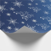 Blau, Rentiere, Stern, Sterne, Schneeflocke, Weihn Geschenkpapier (Ecke)