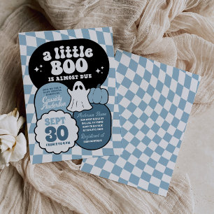 Blau Retro-Schachbrett-Muster Baby Shower 'Little Einladung
