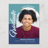 Blau Rett Date Abschluss Foto Fettformatierung Einladungspostkarte (Vorderseite)