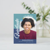 Blau Rett Date Abschluss Foto Fettformatierung Einladungspostkarte (Stehend Vorderseite)