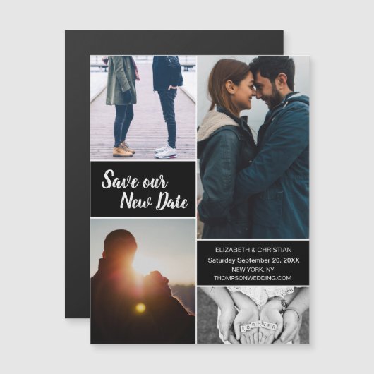 Blau Rette unser neues Date Foto Ändern Sie das Da Magneteinladung (Vorne/Hinten)