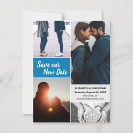 Blau Rette unser neues Date Wedding Foto Magneteinladung