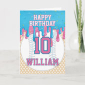 Blau Rosa Baseball-Drip-Birthday für jedes Alter Karte (Vorderseite)