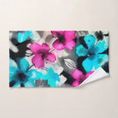 Blau-Rosa-Blume Badhandtuch Set (Handtuch)