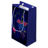 Blau-Rosa-Blume Kleine Geschenktüte (Rückseite Schrägansicht)