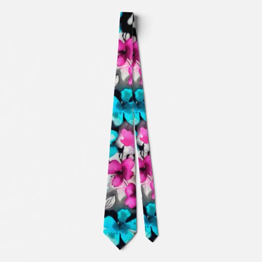 Blau-Rosa-Blume Krawatte (Vorderseite)