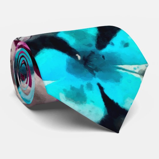 Blau-Rosa-Blume Krawatte (Gerollt)