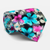 Blau-Rosa-Blume Krawatte (Gerollt)