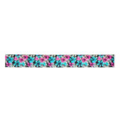 Blau-Rosa-Blume Satinband (Vorderseite)