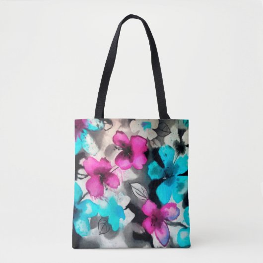 Blau-Rosa-Blume Tasche (Vorderseite)