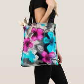 Blau-Rosa-Blume Tasche (Von Nahem)