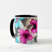Blau-Rosa-Blume Tasse (Vorderseite Links)