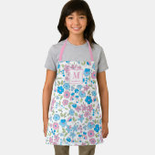 Blau-Rosa-Blumen-Monogramm-Schürze Schürze (Insitu)