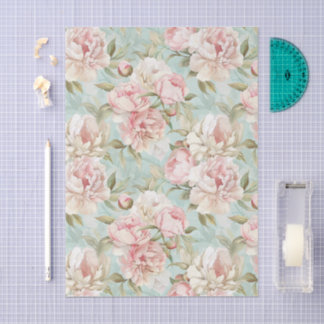 Blau-rosa Blumen shabby chic Seidenpapier