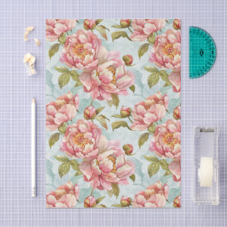 Blau-rosa Blumen shabby chic Seidenpapier