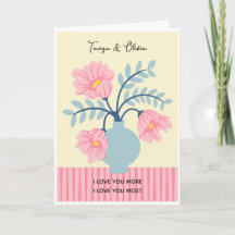 Blau-rosa Blumen-Vasendesign