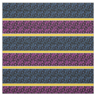 Blau/rosa Blumengold/weißer Streifen - schwarz Stoff