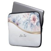 Blau-rosa Blumenschlacke Laptopschutzhülle (Vorderseite Links)