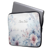 Blau-rosa Blumenschlacke Laptopschutzhülle (Vorderseite Links)