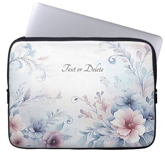 Blau-rosa Blumenschlacke Laptopschutzhülle (Vorderseite)