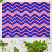 Blau Rosa Chevron-Zickzack-Design  Geschirrtuch (Gefaltet)