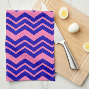 Blau Rosa Chevron-Zickzack-Design  Geschirrtuch