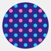 Blau Rosa Cyan Punkte Muster Runder Aufkleber (Vorderseite)