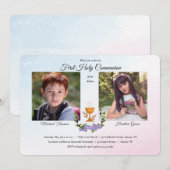 Blau-Rosa-Foto Religiös Einladung (Vorne/Hinten)