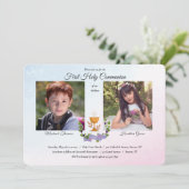 Blau-Rosa-Foto Religiös Einladung (Stehend Vorderseite)