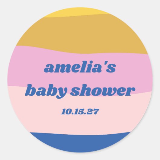 Blau rosa Gelb Niedliche Kinderdusche Runder Aufkleber (Vorderseite)
