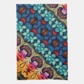 Blau-Rosa-Gelbe Blumen Geschirrtuch (Vertikal)