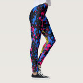 Blau-rosa Gelbfarbene Paint-Spritzer auf schwarzen Leggings (Rechts)