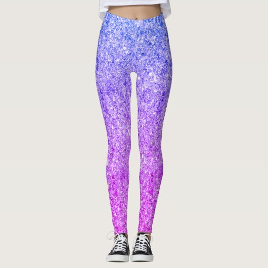 Blau-Rosa-Glitzer Leggings (Vorderseite)