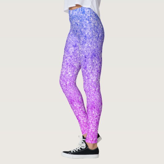 Blau-Rosa-Glitzer Leggings (Links)