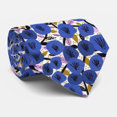 Blau-Rosa-Gold-Blumenmuster Krawatte (Gerollt)