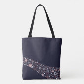 Blau, rosa Gold und weiße Winterschneeflocken Tasche (Rückseite)