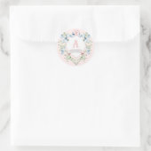 Blau-rosa Grandmillennial Ribbon-Wappen Runder Aufkleber (Tasche)