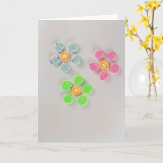 Blau, Rosa, grüne Blume Karte (Gelbe Blume)