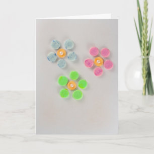 Blau, Rosa, grüne Blume Karte
