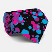 Blau, Rosa, grüne Farbe Spritzer Neck Tie Krawatte (Gerollt)