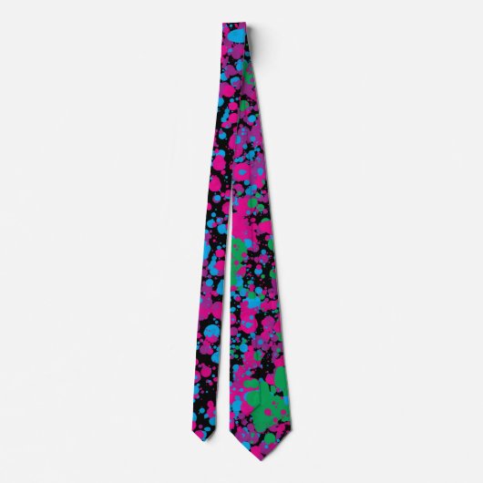 Blau, Rosa, grüne Farbe Spritzer Neck Tie Krawatte (Rückseite)